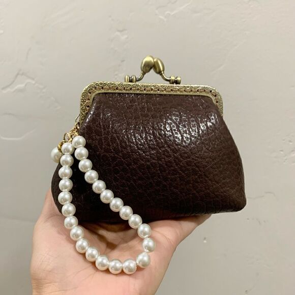 Vintage Handsewn Genuine Embossed Leather Kisslock Clutch/Wallet/Wristlet - Picture 4 of 13